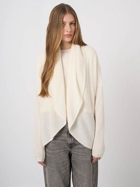 Cream Open Front Draped Women's Sweater
